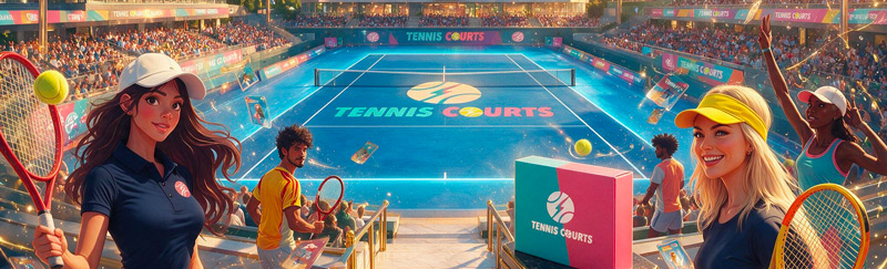 Joueurs et cartes du jeu complet Tennis Courts